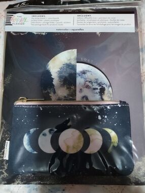 The Happy Planner Moon Phase Pouch - Black with Gold & Cream Accents